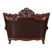 Espresso top grain leather match & walnut loveseat additional photo 4 of 5