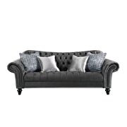 Dark gray velvet mid-century modern sofa by Acme additional picture 3