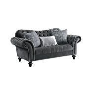 Dark gray velvet mid-century modern sofa by Acme additional picture 4