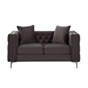 Dark gray velvet loveseat in glam style by Acme additional picture 2