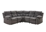 Gray chenille upholstery pad-over-chaise seating reclining sectional sofa by Acme additional picture 2