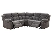 Gray chenille upholstery pad-over-chaise seating reclining sectional sofa by Acme additional picture 3