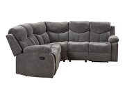 Gray chenille upholstery pad-over-chaise seating reclining sectional sofa by Acme additional picture 4