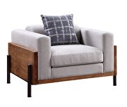 Gray fabric & walnut wood exclusive design sofa by Acme additional picture 9