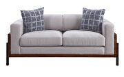 Gray fabric & walnut wood exclusive design loveseat by Acme additional picture 3