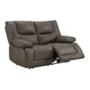 Gray leather-aire reclining sofa additional photo 2 of 2