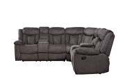 Dark brown fabric upholstery sectional motion sofa by Acme additional picture 3