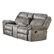 2-tone gray velvet a reclining sofa additional photo 2 of 2