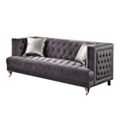 Gray velvet sofa by Acme additional picture 2