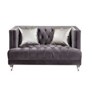 Gray velvet loveseat by Acme additional picture 2