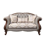 Fabric & cherry loveseat by Acme additional picture 2