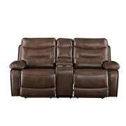 Brown leather-gel match loveseat (motion) additional photo 2 of 4