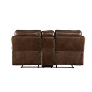 Brown leather-gel match loveseat (motion) additional photo 4 of 4