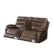Brown leather-gel match loveseat (motion) additional photo 5 of 4