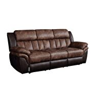 Toffee & espresso polished microfiber motion sofa by Acme additional picture 2