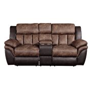 Toffee & espresso polished microfiber motion loveseat by Acme additional picture 2