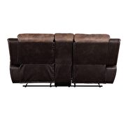 Toffee & espresso polished microfiber motion loveseat by Acme additional picture 4
