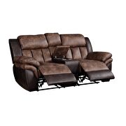 Toffee & espresso polished microfiber motion loveseat by Acme additional picture 5