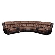 Toffee & espresso polished microfiber sectional motion sofa by Acme additional picture 2