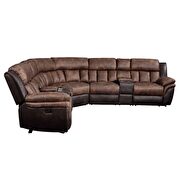 Toffee & espresso polished microfiber sectional motion sofa by Acme additional picture 5