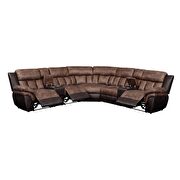 Toffee & espresso polished microfiber sectional motion sofa by Acme additional picture 7