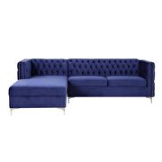 Navy blue velvet sectional sofa additional photo 3 of 6