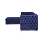 Navy blue velvet sectional sofa additional photo 4 of 6