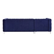Navy blue velvet sectional sofa additional photo 5 of 6