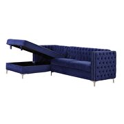 Navy blue velvet sectional sofa by Acme additional picture 6