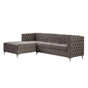 Gray velvet sectional sofa additional photo 2 of 6