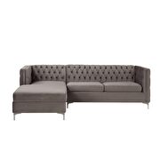 Gray velvet sectional sofa additional photo 3 of 6