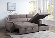 Light brown fabric upholstery sectional sofa with pull-out bed by Acme additional picture 2
