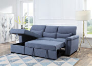 Blue fabric upholstery sectional sofa with pull-out bed by Acme additional picture 2