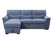 Blue fabric upholstery sectional sofa with pull-out bed by Acme additional picture 6