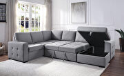 Gray fabric upholstery storage sleeper sectional sofa by Acme additional picture 2