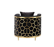 Black velvet upholstery & gold finish detail on the base sofa by Acme additional picture 2