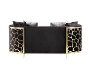 Black velvet upholstery & gold finish detail on the base sofa by Acme additional picture 11