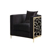 Black velvet upholstery & gold finish detail on the base sofa by Acme additional picture 12