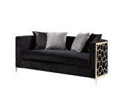 Black velvet upholstery & gold finish detail on the base sofa by Acme additional picture 9
