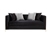 Black velvet upholstery & gold finish detail on the base sofa by Acme additional picture 10