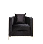 Black velvet upholstery & gold finish detail on the base chair by Acme additional picture 4