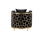 Black velvet upholstery & gold finish detail on the base chair by Acme additional picture 5