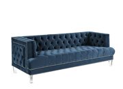 Rich blue velvet button tufted modern style sofa by Acme additional picture 2