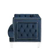 Rich blue velvet button tufted modern style sofa by Acme additional picture 11