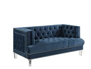 Rich blue velvet button tufted modern style sofa by Acme additional picture 5