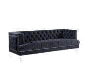 Rich charcoal velvet button tufted modern style sofa by Acme additional picture 2