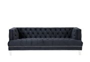 Rich charcoal velvet button tufted modern style sofa by Acme additional picture 3