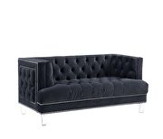 Rich charcoal velvet button tufted modern style sofa by Acme additional picture 5