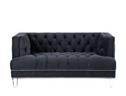 Rich charcoal velvet button tufted modern style sofa by Acme additional picture 7