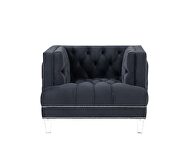 Rich charcoal velvet button tufted modern style chair by Acme additional picture 4